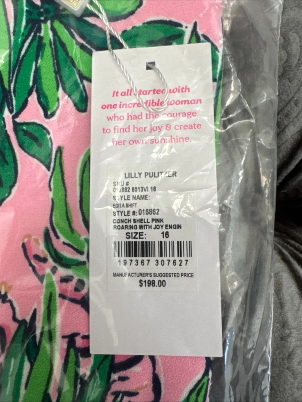 NWT Lilly Pulitzer 16 Edita Shift Dress “Conch Shell Pink Roaring With Joy” - Picture 12 of 13